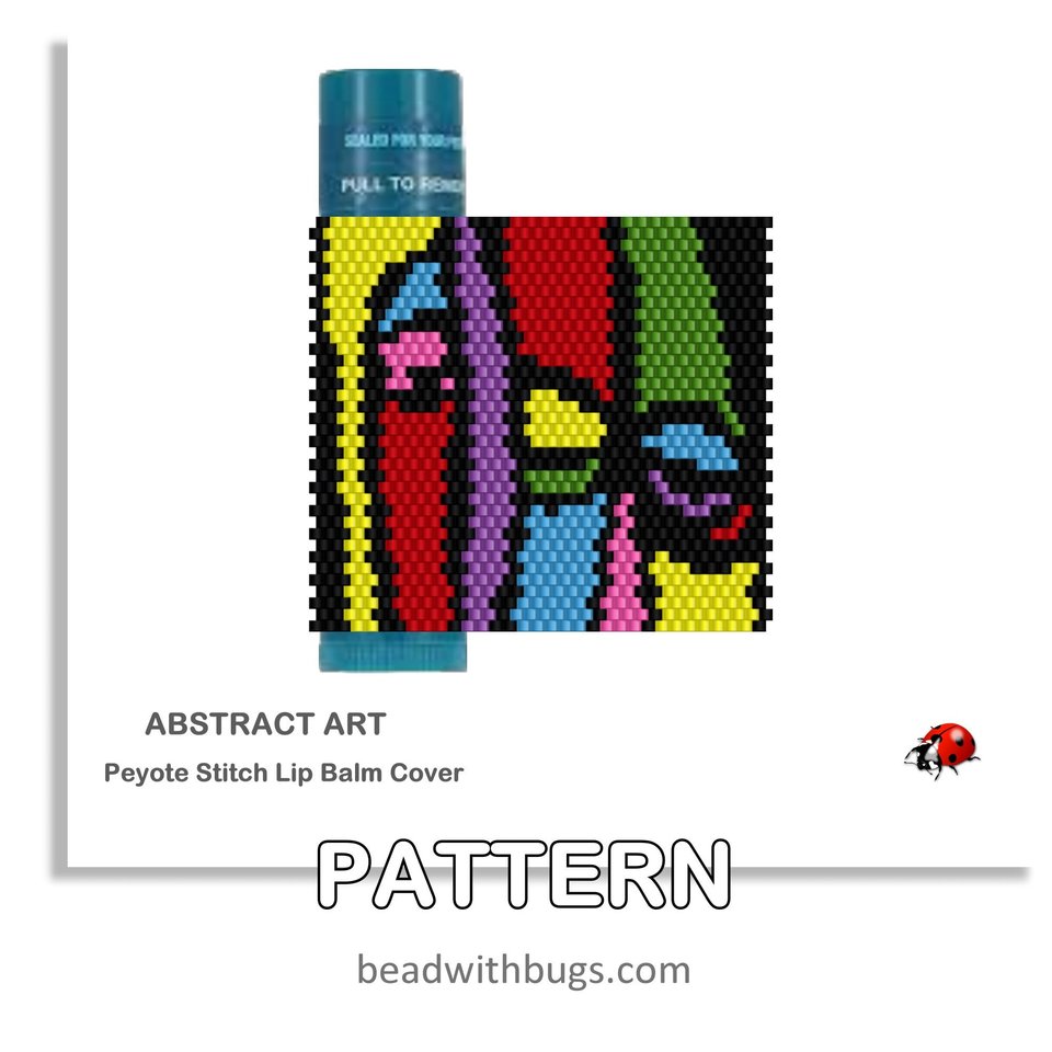 ABSTRACT ART:  Beaded Lip Balm Cover by Bead with Bugs