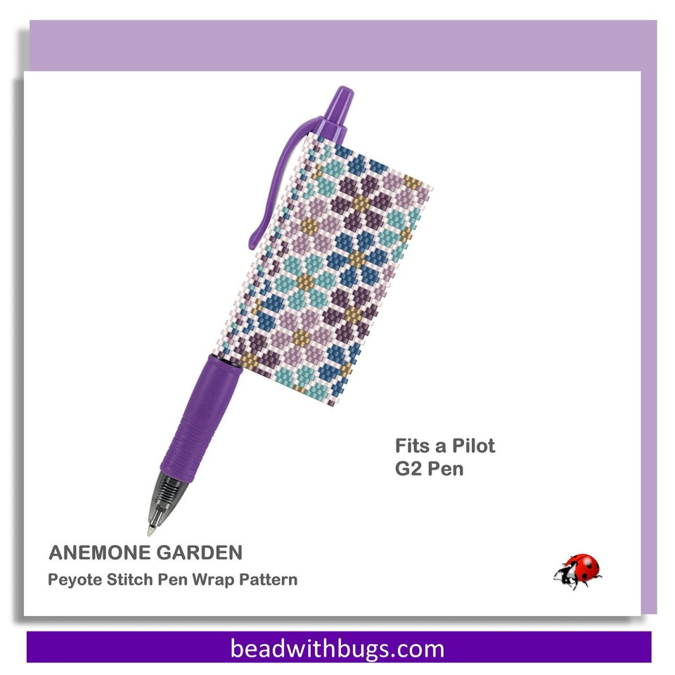 ANEMONE GARDEN: Peyote Stitch Beaded Pen Wrap by Bead with Bugs