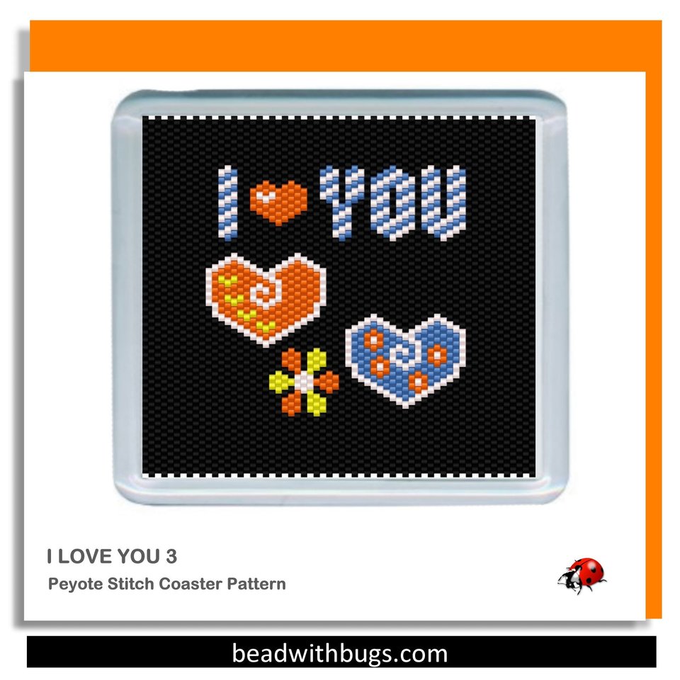 LOVE YOU:  Beaded Coaster Pattern Set