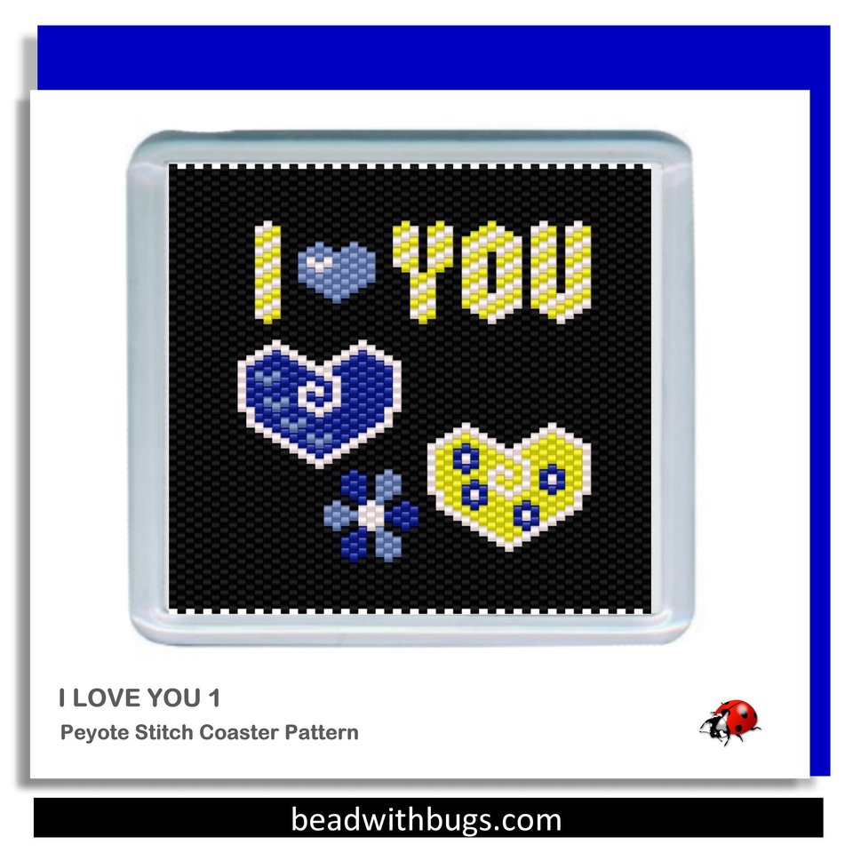 LOVE YOU:  Beaded Coaster Pattern Set