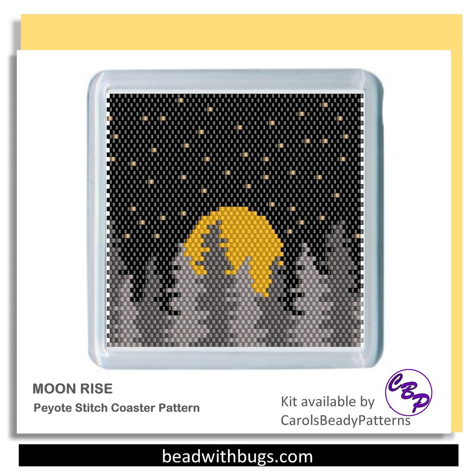 MOON RISE: Peyote Stitch Beaded Coaster Pattern by Bead with Bugs