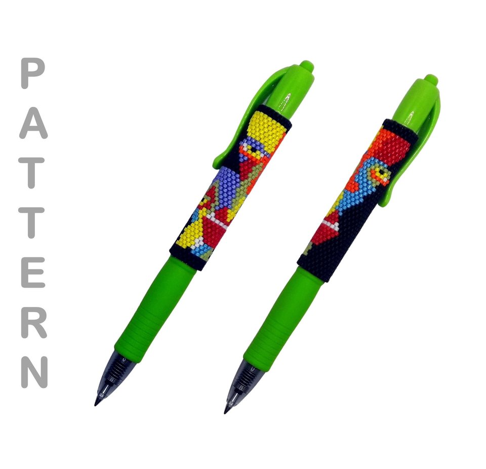 ABSTRACT ART: Peyote Stitch Beaded Pen Wrap by Bead with Bugs