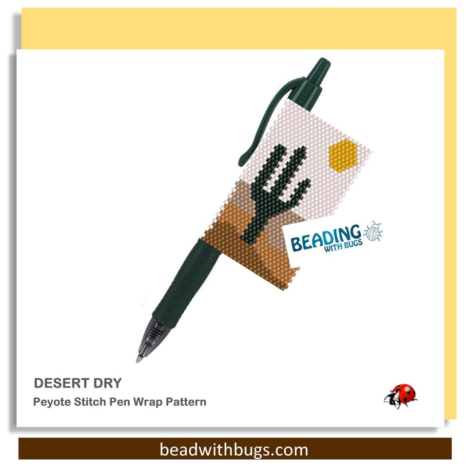 BEADED PEN COVER, Pilot G-2 beaded pen cover pattern, Desert Dry