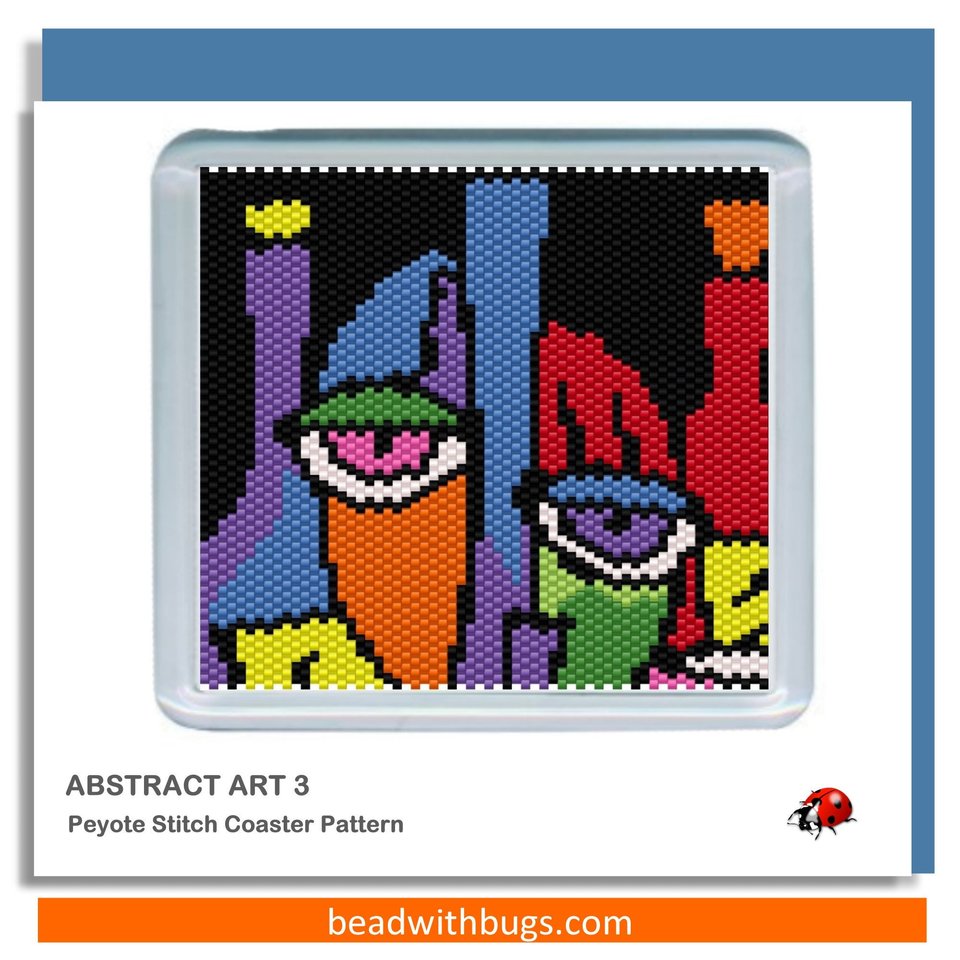 ABSTRACT ART:  Beaded Coaster Pattern Set