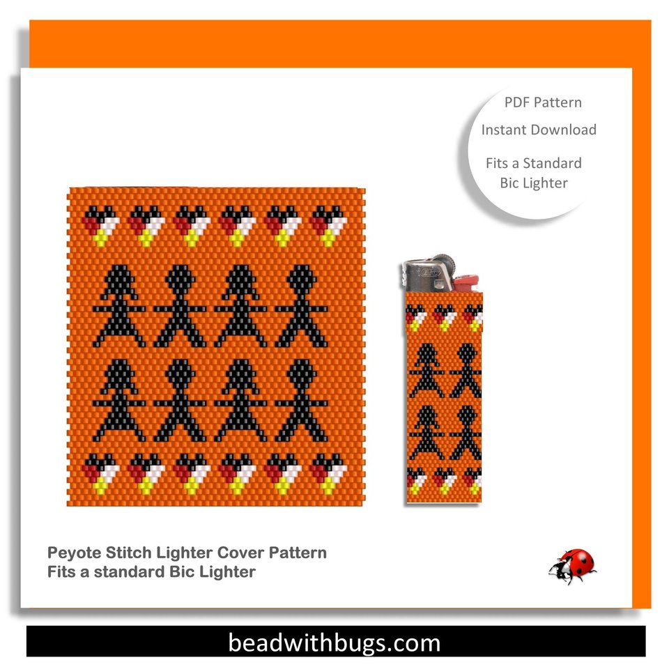 EVERY CHILD MATTERS:  Peyote Stitch Beaded Lighter Cover by Bead with Bugs
