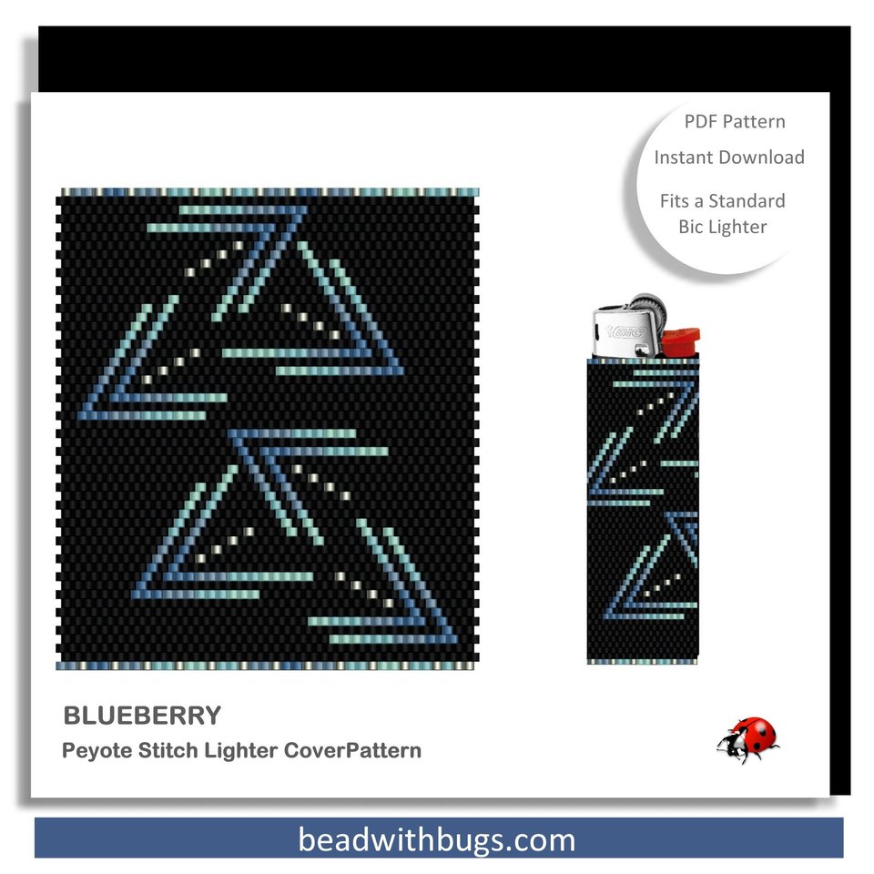 BLUEBERRY:  Peyote Stitch Beaded Lighter Cover by Bead with Bugs