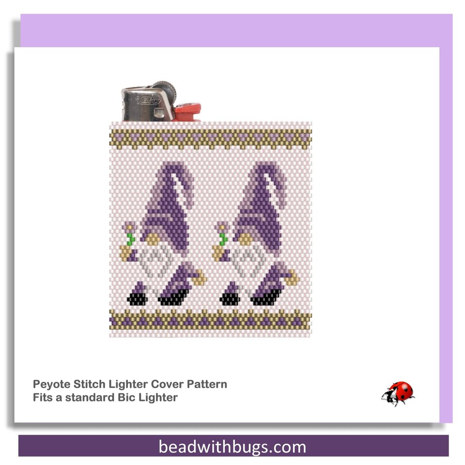 GNOMES:  Peyote Stitch Beaded Lighter Cover by Bead with Bugs