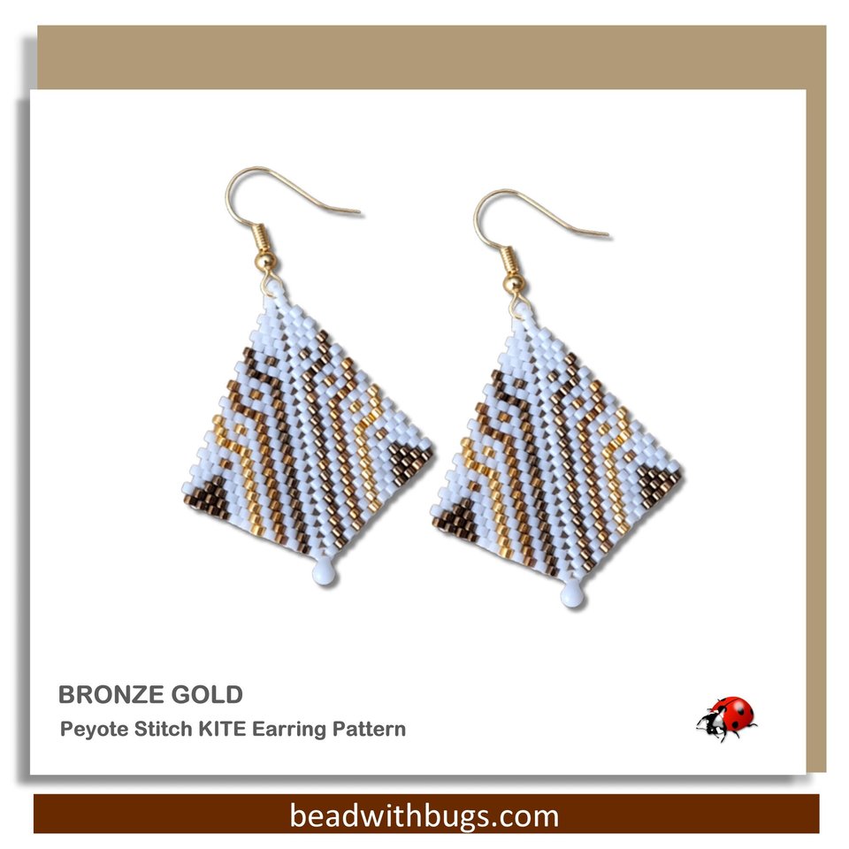 BRONZE GOLD: Peyote Stitch Beading Pattern by Bead with Bugs
