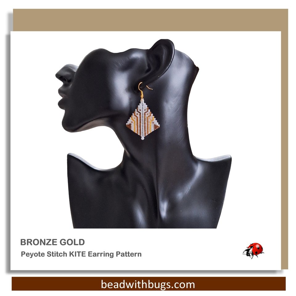 BRONZE GOLD: Peyote Stitch Beading Pattern by Bead with Bugs