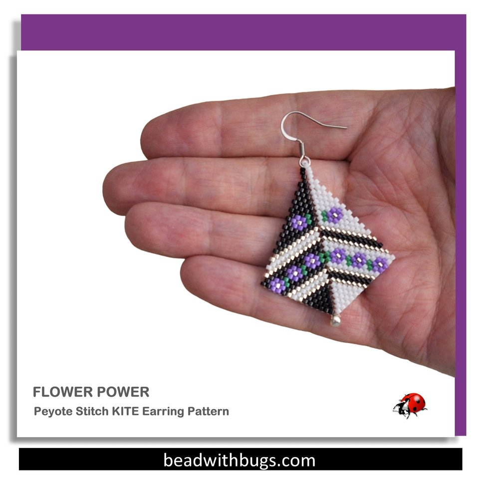 FLOWER POWER: Peyote Stitch Earring Pattern by Bead with Bugs