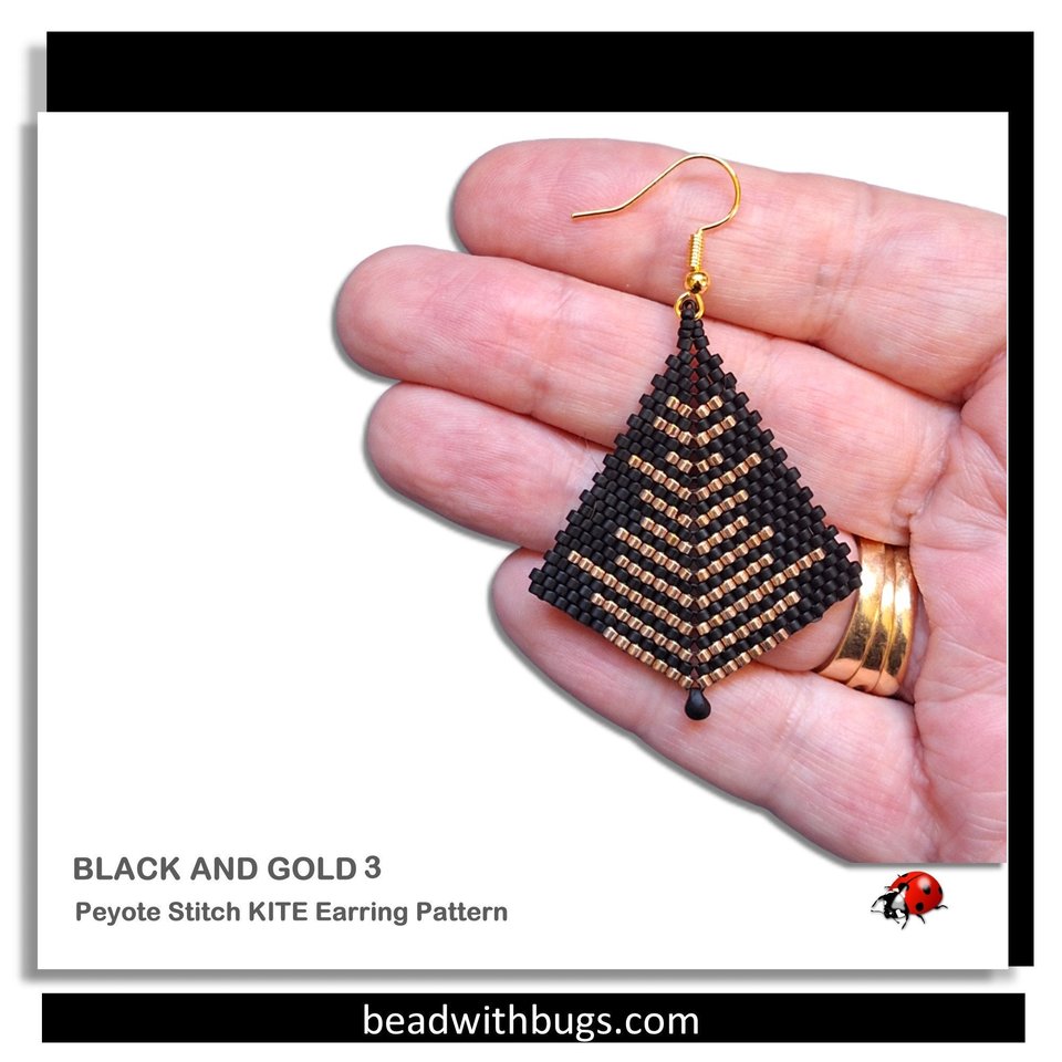 BLACK & GOLD 3: Peyote Stitch Beading Pattern by Bead with Bugs