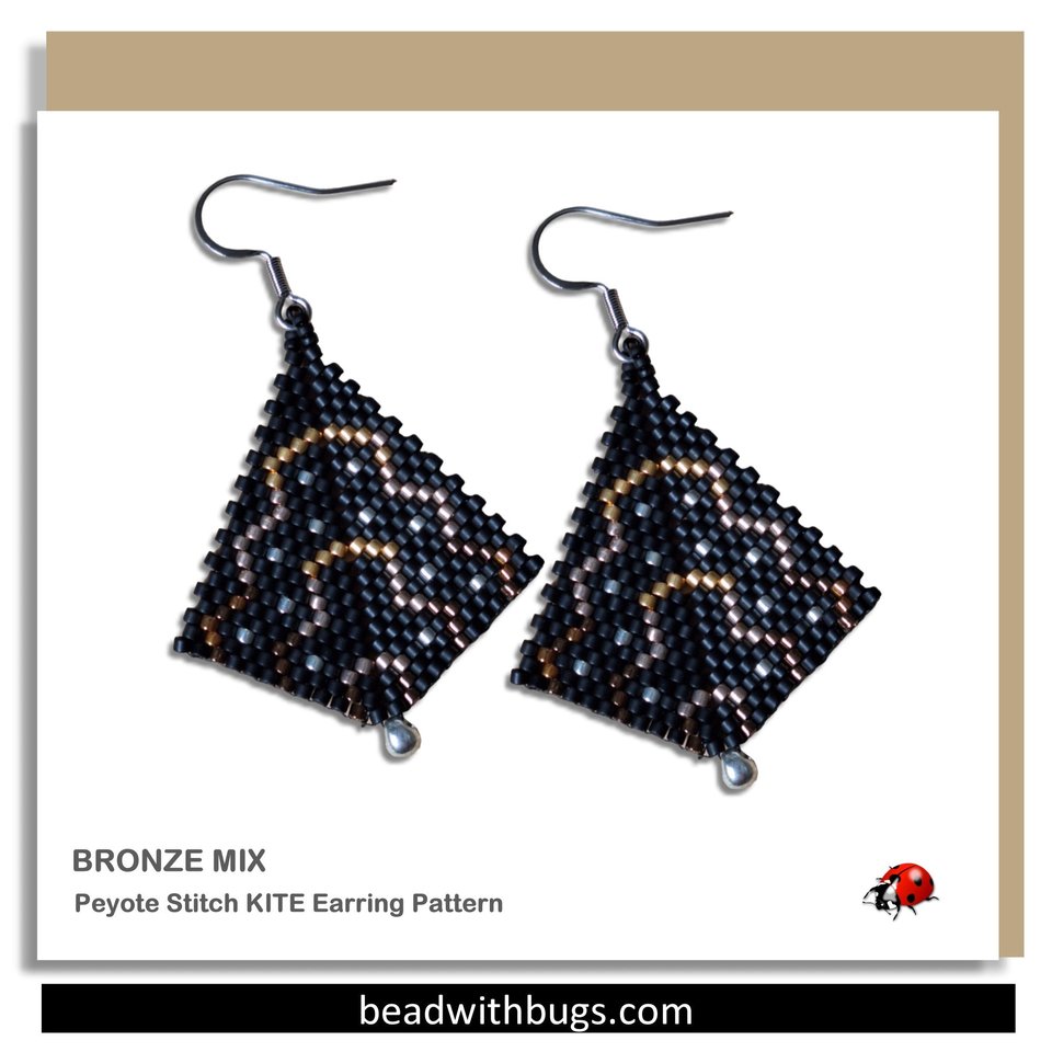 BRONZE MIX: Peyote Stitch Beading Pattern by Bead with Bugs