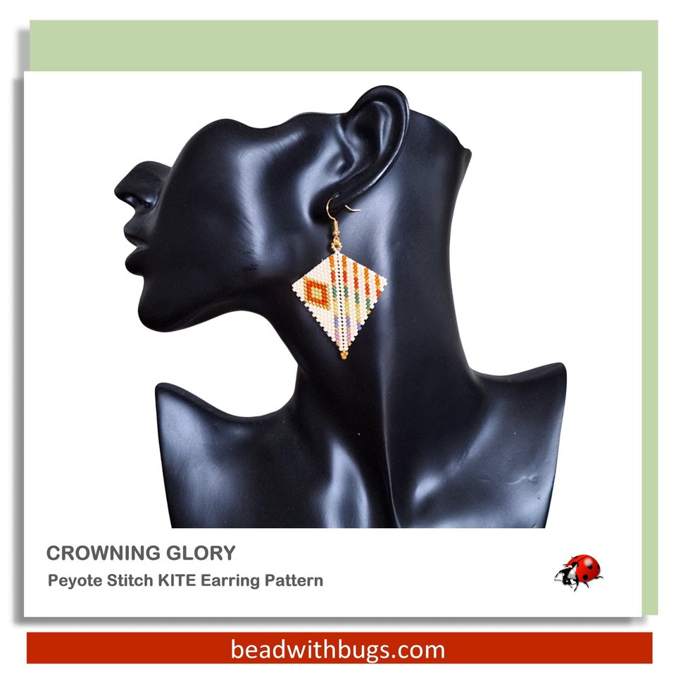 CROWNING GLORY: Peyote Stitch Earring Pattern by Bead with Bugs