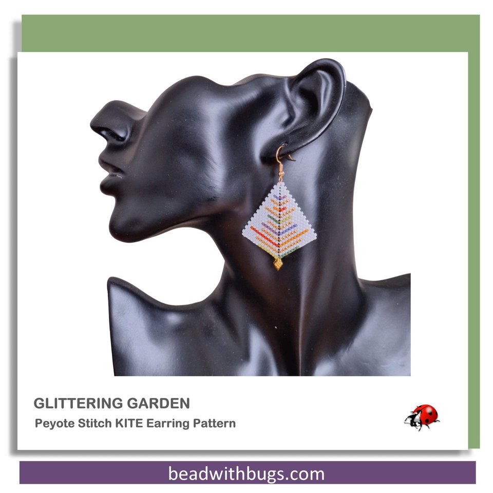 GLITTERING GARDEN: Peyote Stitch Beading Pattern by Bead with Bugs