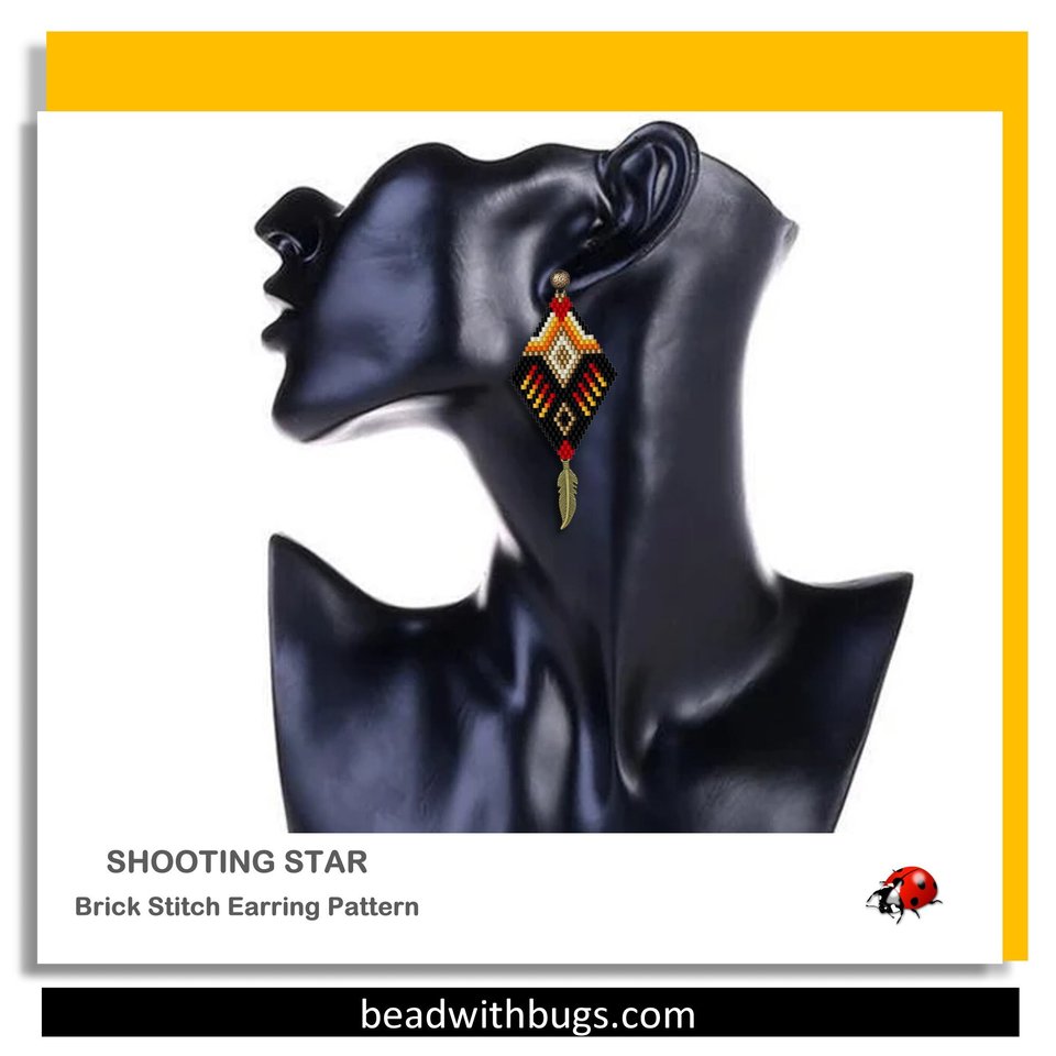 SHOOTING STAR:  Brick Stitch Beaded Earrings Pattern by Bead with Bugs