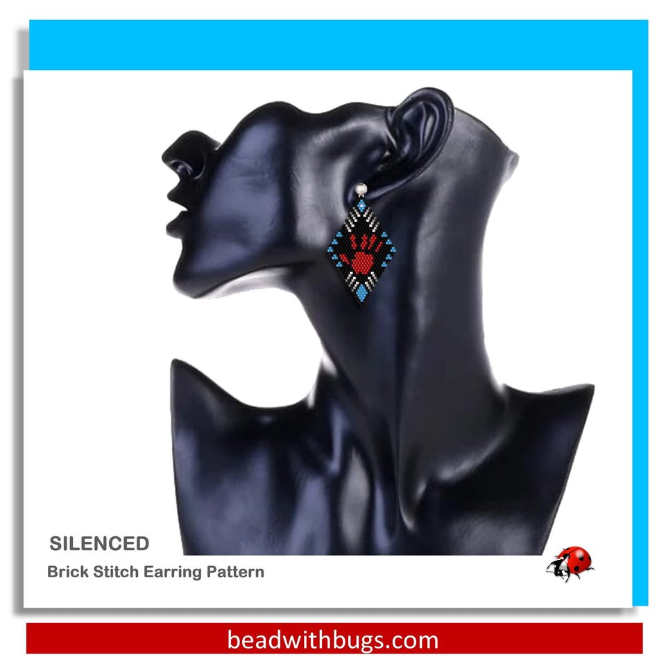 SILENCED:  Brick Stitch Beaded Earrings Pattern by Bead with Bugs