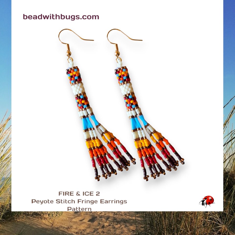 FIRE AND ICE 2: Peyote Stitch Tube Earrings Pattern
