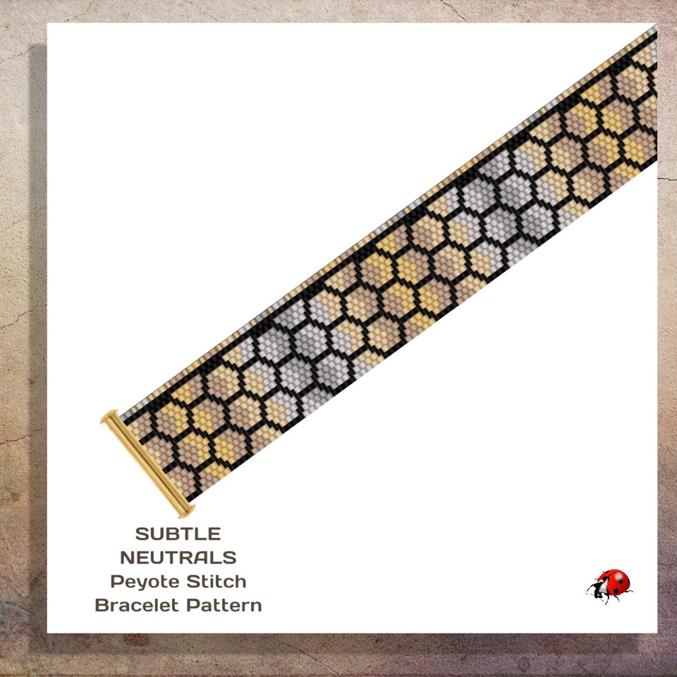 SUBTLE NEUTRALS:  A Peyote Stitch Beaded Bracelet Pattern by Bead with Bugs