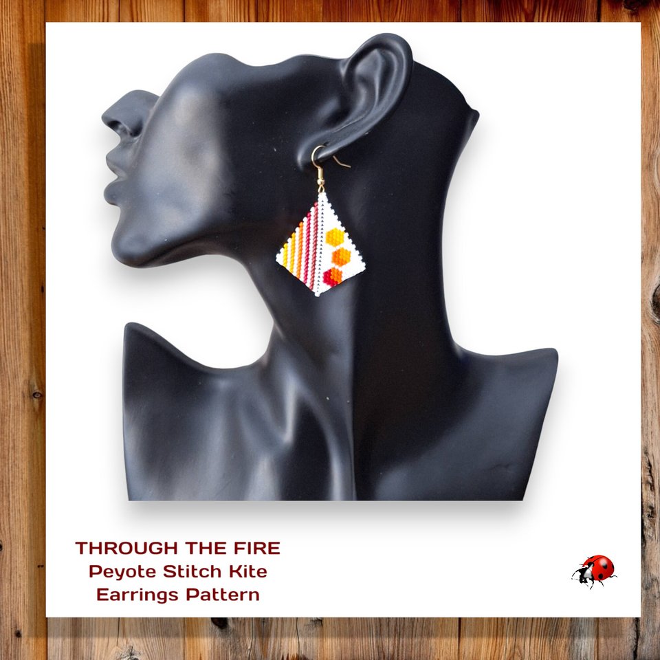THROUGH THE FIRE: Peyote Stitch Beaded Earring Pattern by Bead with Bugs