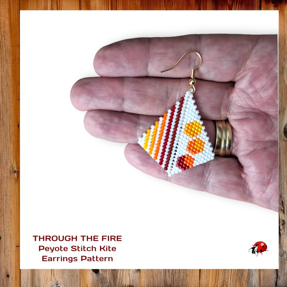 THROUGH THE FIRE: Peyote Stitch Beaded Earring Pattern by Bead with Bugs