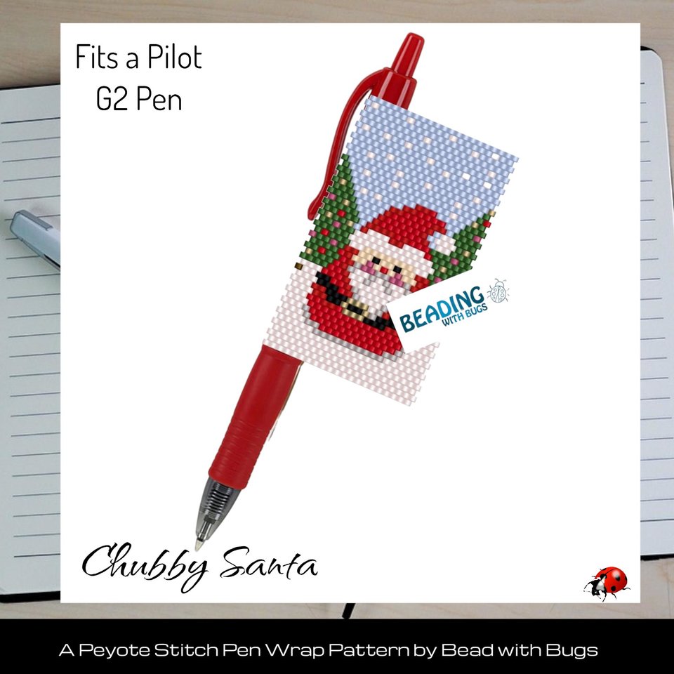 CHUBBY SANTA: Peyote Stitch Beaded Pen Wrap by Bead with Bugs