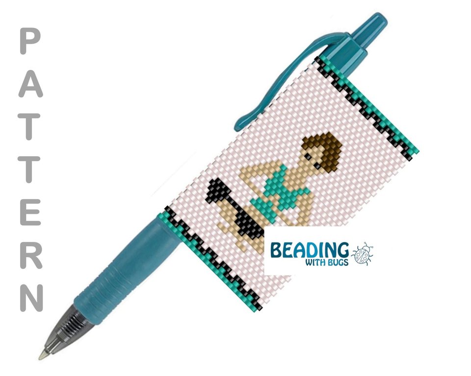 YOGA, SPIN, WEIGHTS:  Peyote Stitch Beaded Pen Wrap by Bead with Bugs