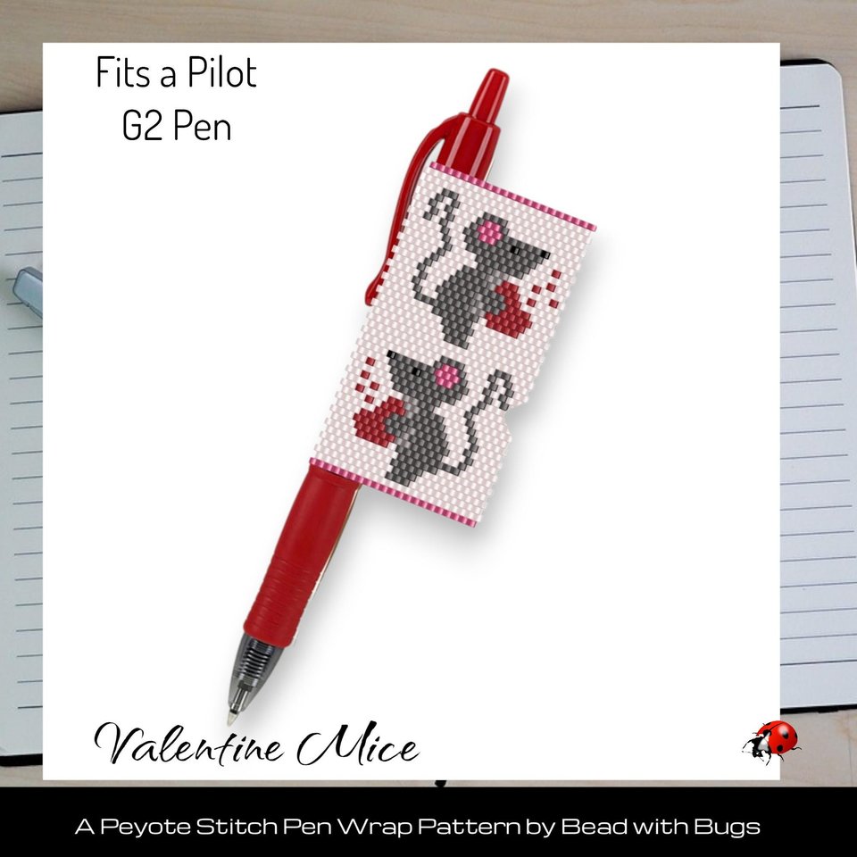 VALENTINE MICE: Peyote Stitch Beaded Pen Wrap by Bead with Bugs