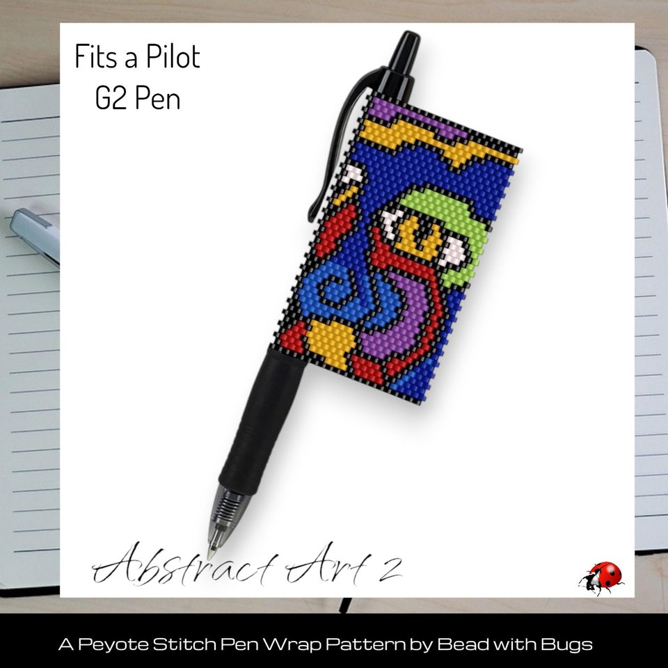 ABSTRACT ART 2: Peyote Stitch Beaded Pen Wrap by Bead with Bugs