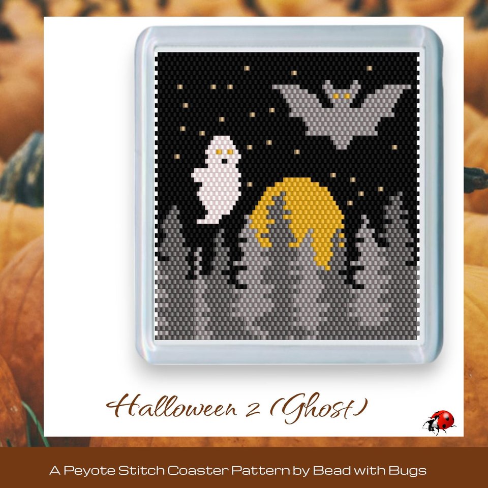 HALLOWEEN 2: Peyote Stitch Beaded Coaster Pattern by Bead with Bugs