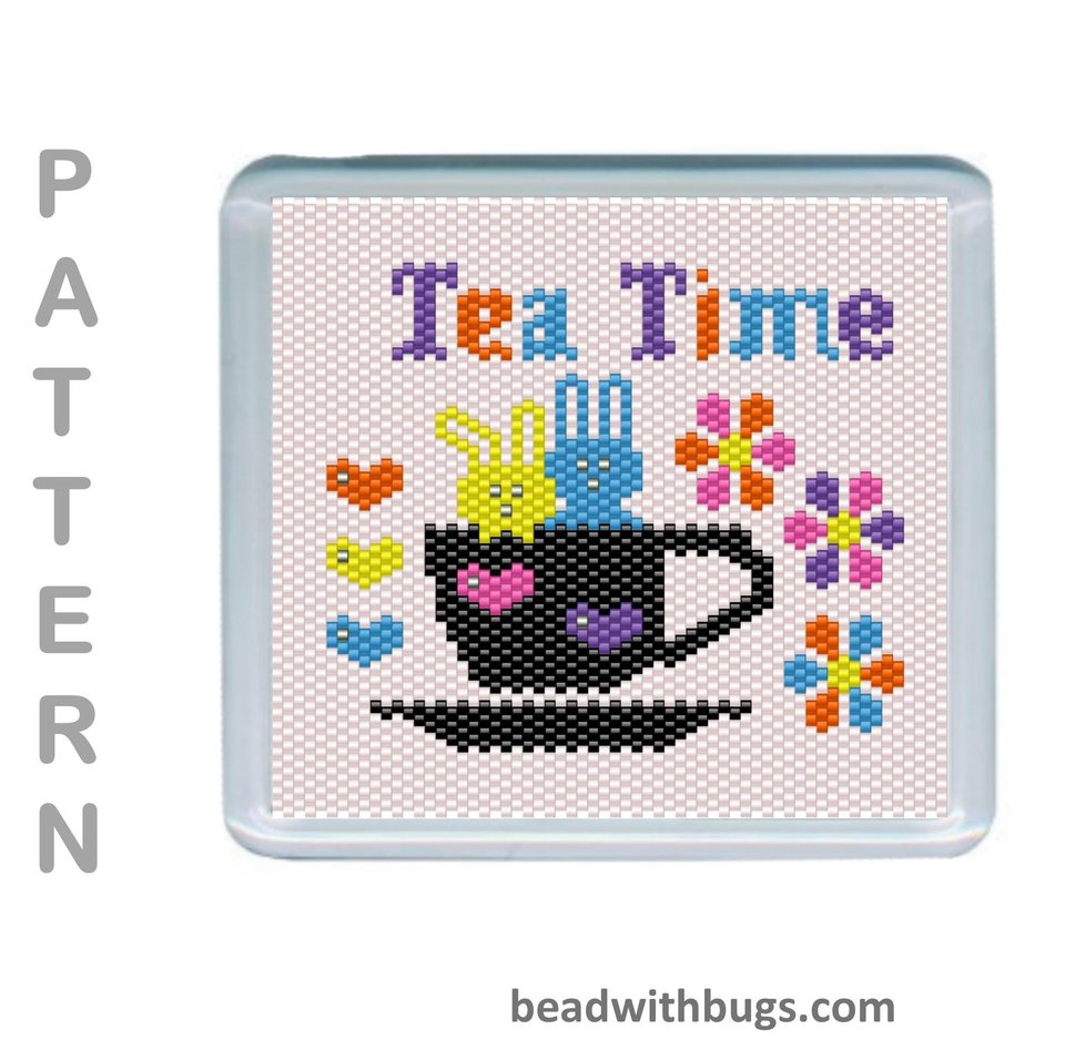 EASTER THEMED SET: Peyote Stitch Beaded Coaster Pattern by Bead with Bugs