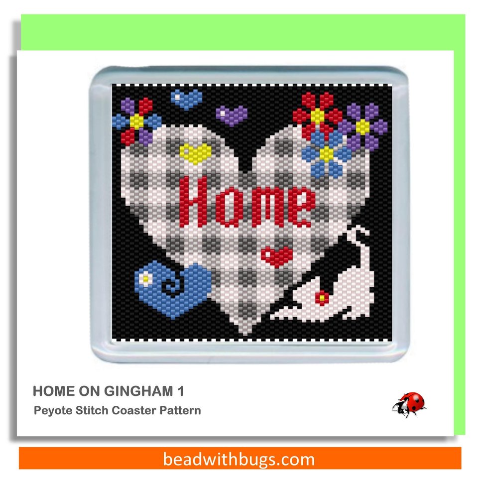 COUNTRY HOME Themed Set: Peyote Stitch Beaded Coaster Pattern by Bead with Bugs