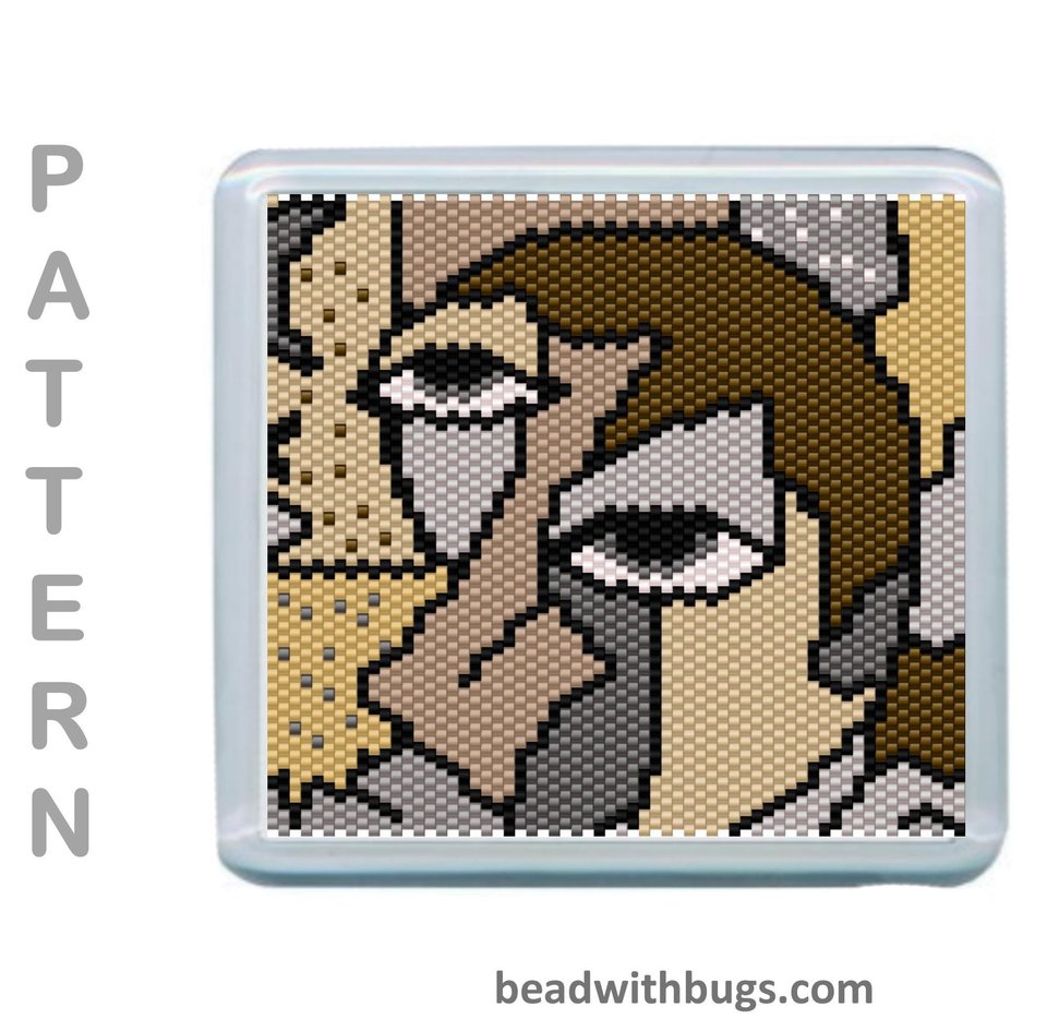 NEUTRAL ABSTRACTS: Peyote Stitch Beaded Coaster Pattern by Bead with Bugs