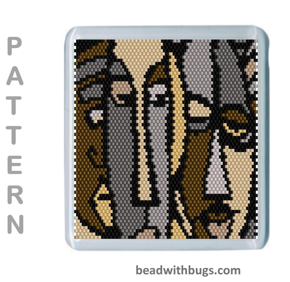 NEUTRAL ABSTRACTS: Peyote Stitch Beaded Coaster Pattern by Bead with Bugs