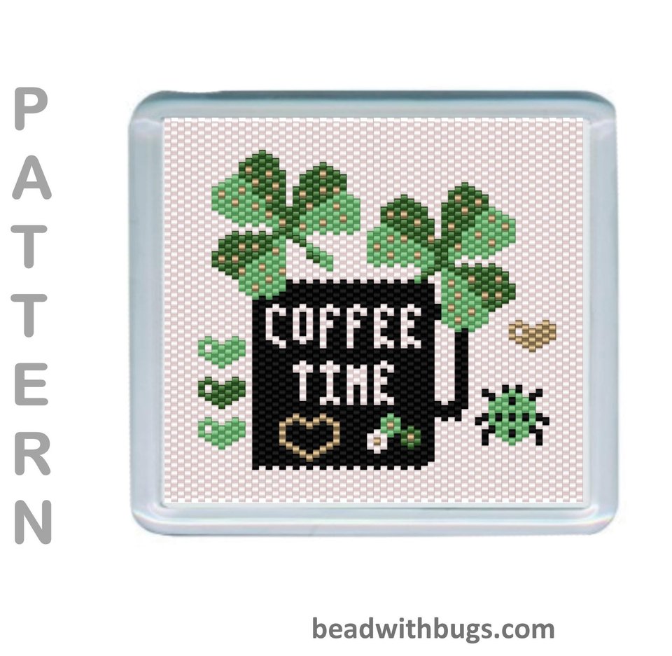 THE SHAMROCKS SET: Peyote Stitch Beaded Coaster Pattern by Bead with Bugs