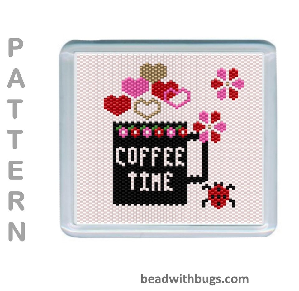 THE VALENTINE SET: Peyote Stitch Beaded Coaster Pattern by Bead with Bugs
