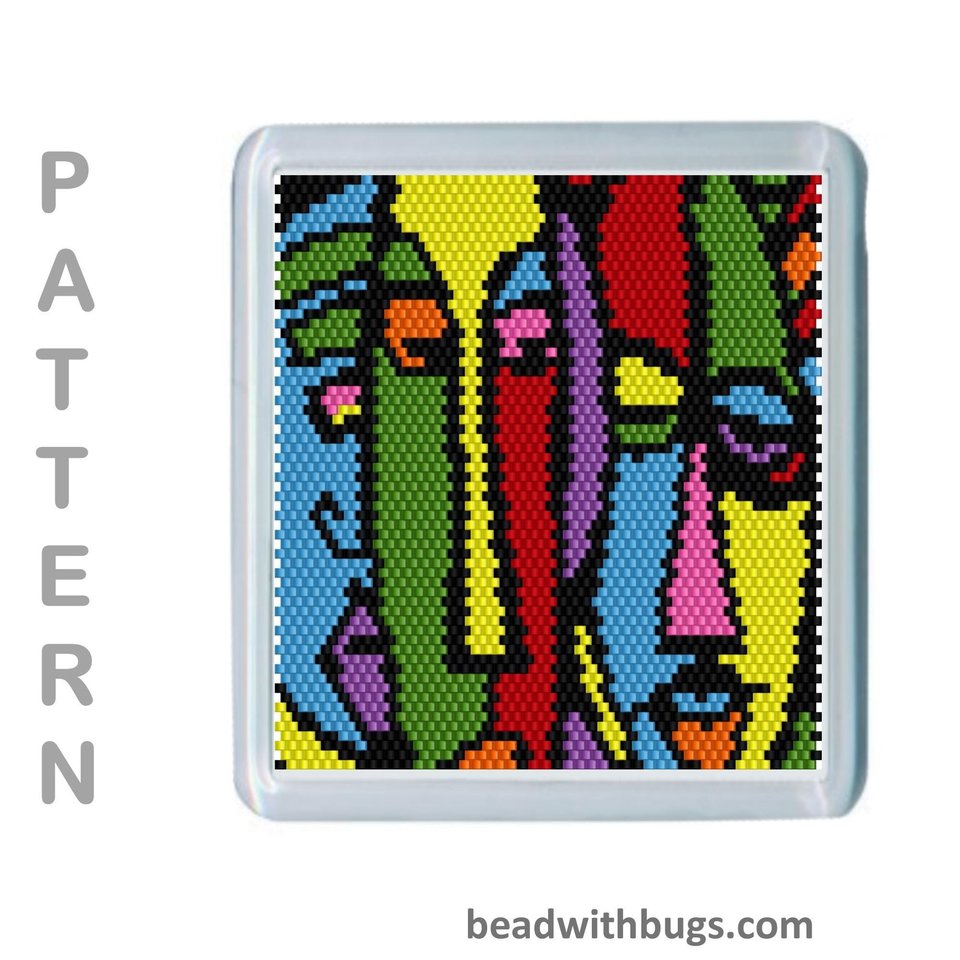 THE ABSTRACT SET: Peyote Stitch Beaded Coaster Pattern by Bead with Bugs