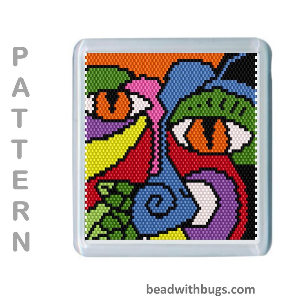 THE ABSTRACT SET: Peyote Stitch Beaded Coaster Pattern by Bead with Bugs
