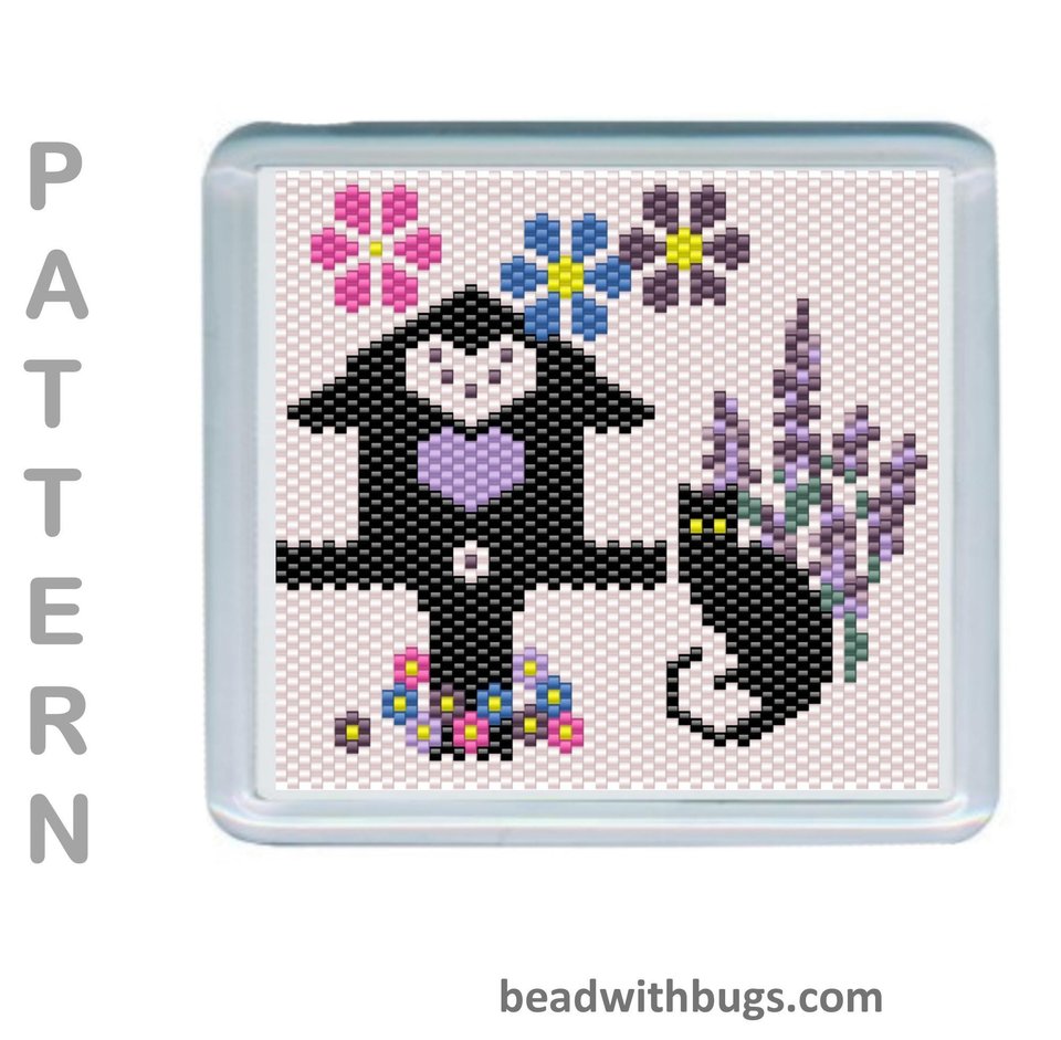 LAVENDER THEMED  SET: Peyote Stitch Beaded Coaster Pattern by Bead with Bugs
