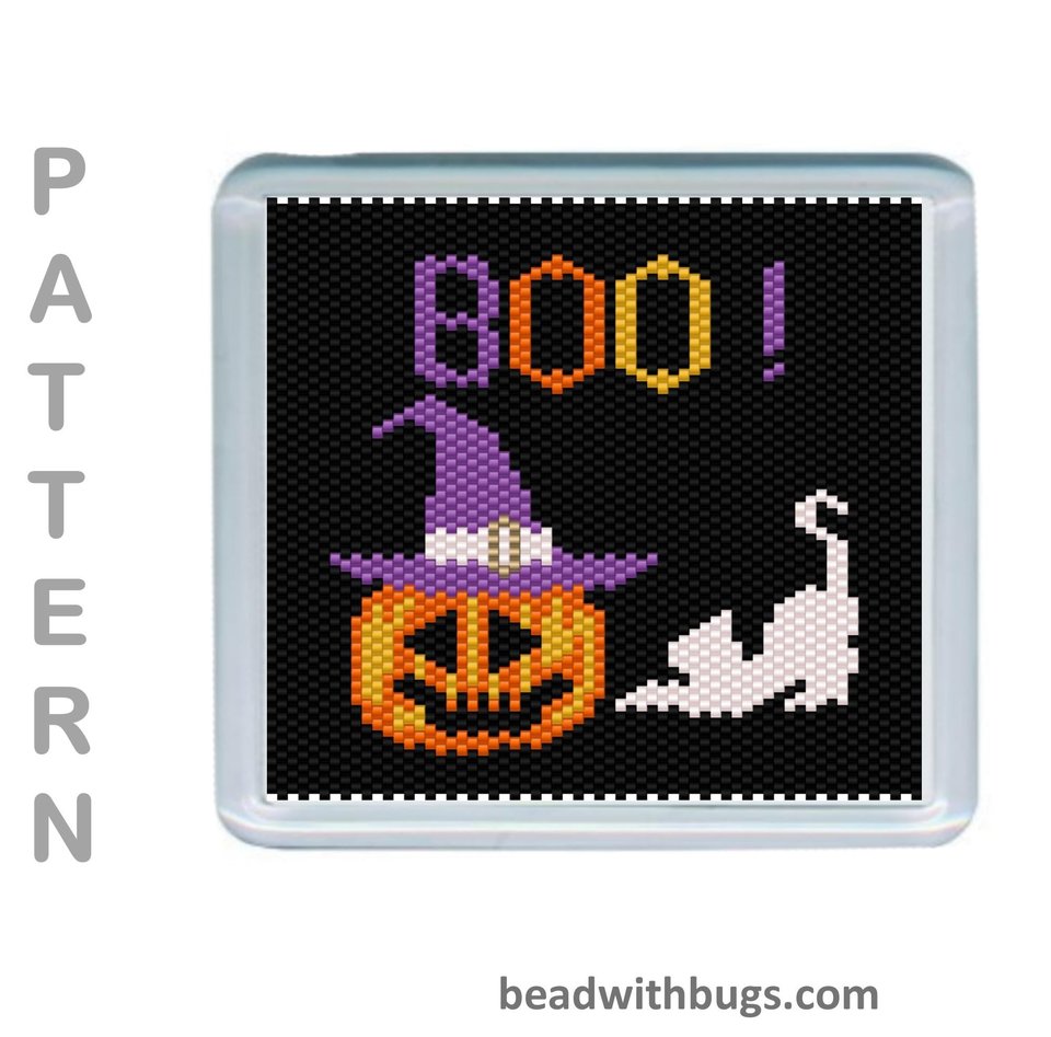 THE HALLOWEEN SET: Peyote Stitch Beaded Coaster Pattern by Bead with Bugs