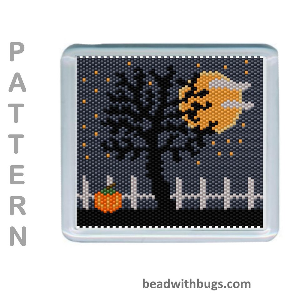 THE HALLOWEEN SET: Peyote Stitch Beaded Coaster Pattern by Bead with Bugs