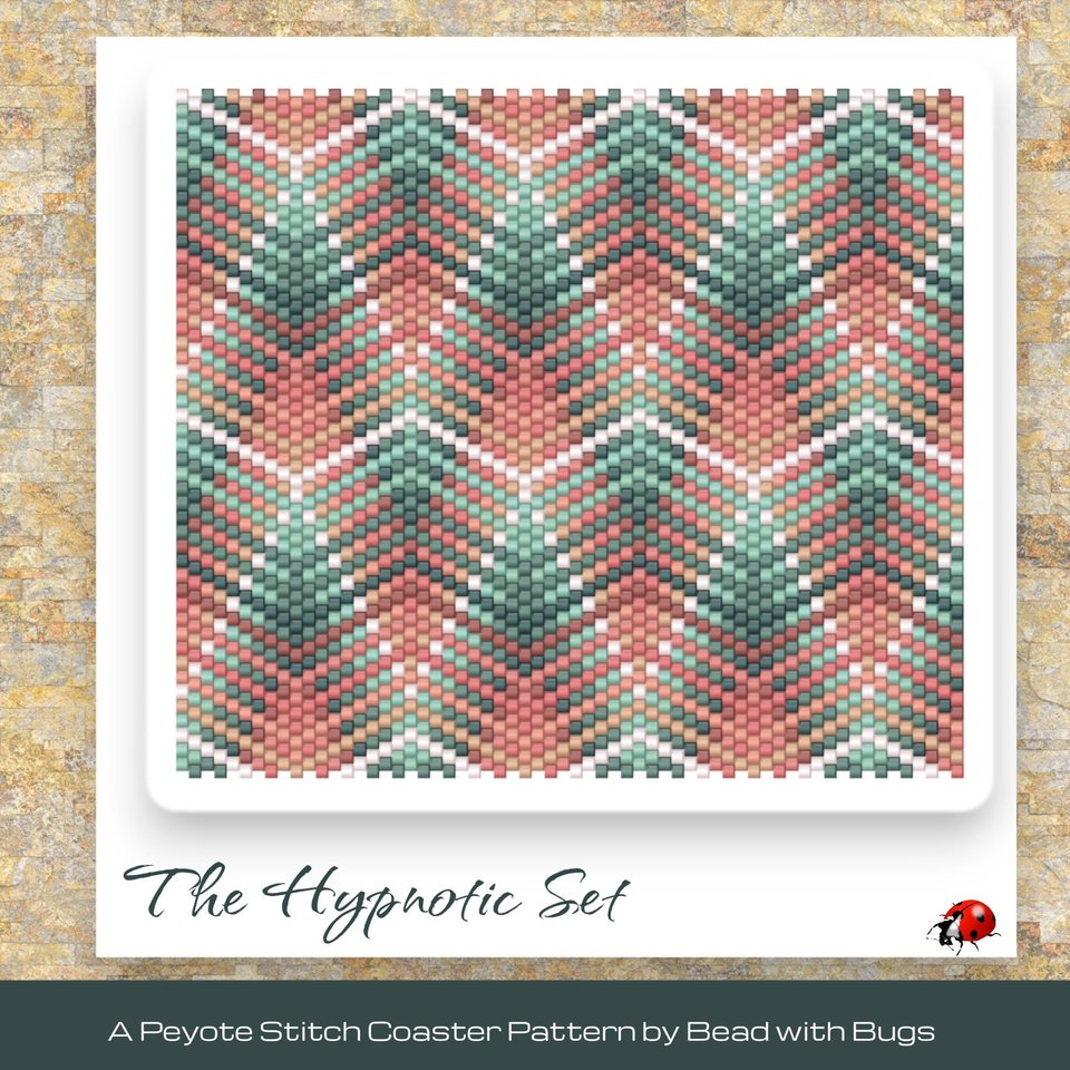 THE HYPNOTIC SET: Peyote Stitch Beaded Coaster Pattern by Bead with Bugs