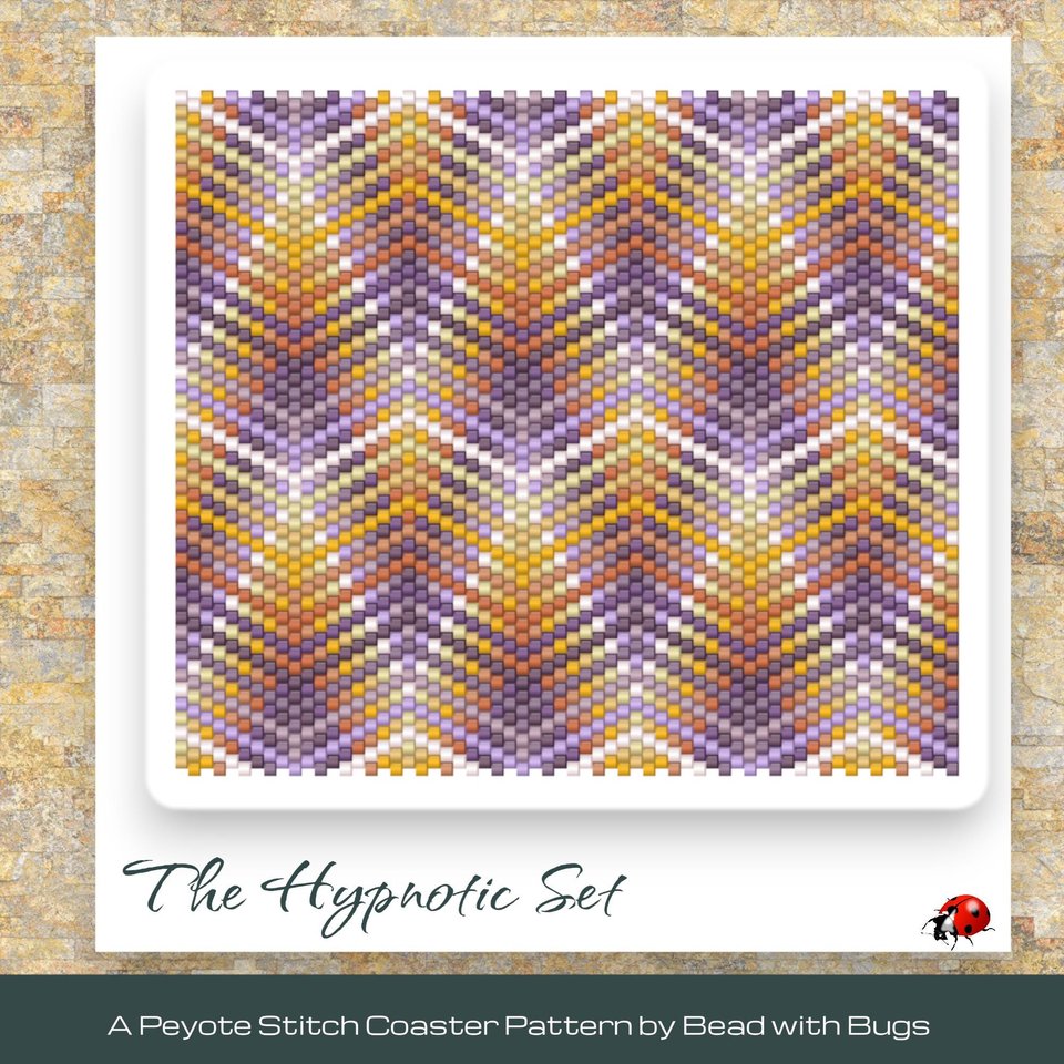 THE HYPNOTIC SET: Peyote Stitch Beaded Coaster Pattern by Bead with Bugs