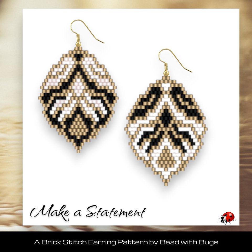 MAKE A STATEMENT:  Brick Stitch Beaded Earrings Pattern by Bead with Bugs