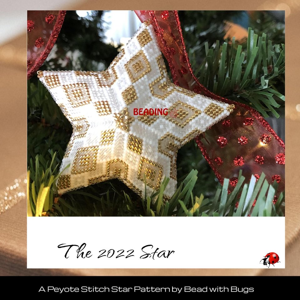 2022 STAR:  3D Beaded Peyote Star Pattern by Bead with Bugs