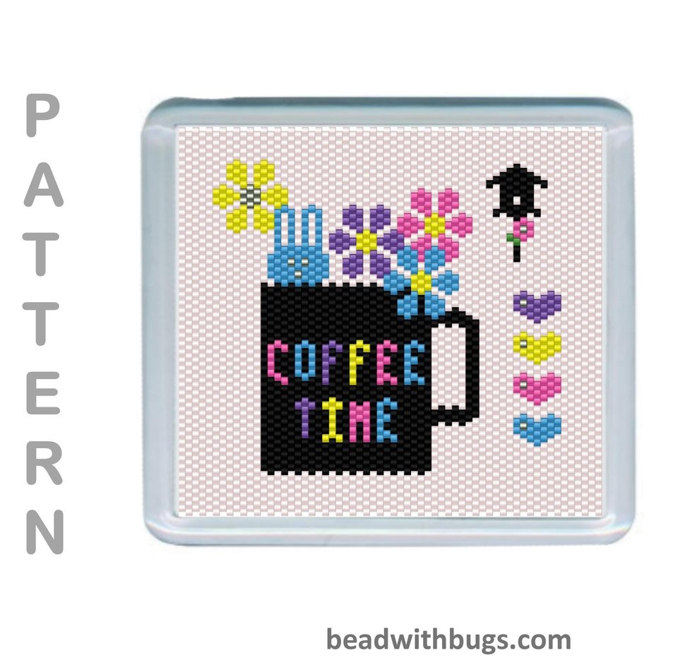 EASTER THEMED SET: Peyote Stitch Beaded Coaster Pattern by Bead with Bugs