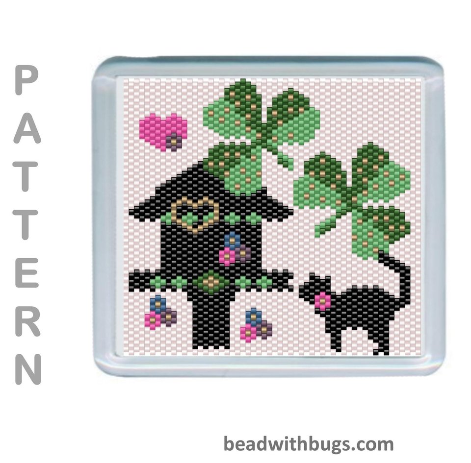 THE SHAMROCKS SET: Peyote Stitch Beaded Coaster Pattern by Bead with Bugs