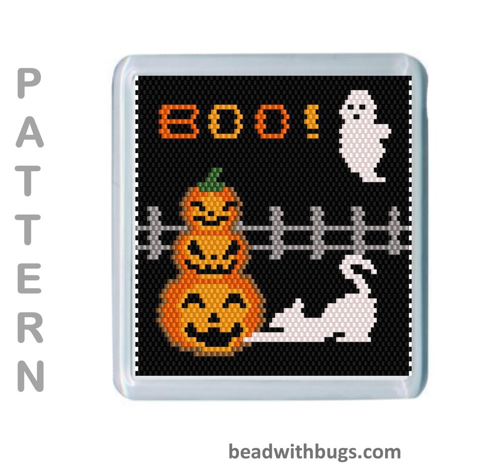 THE HALLOWEEN SET: Peyote Stitch Beaded Coaster Pattern by Bead with Bugs