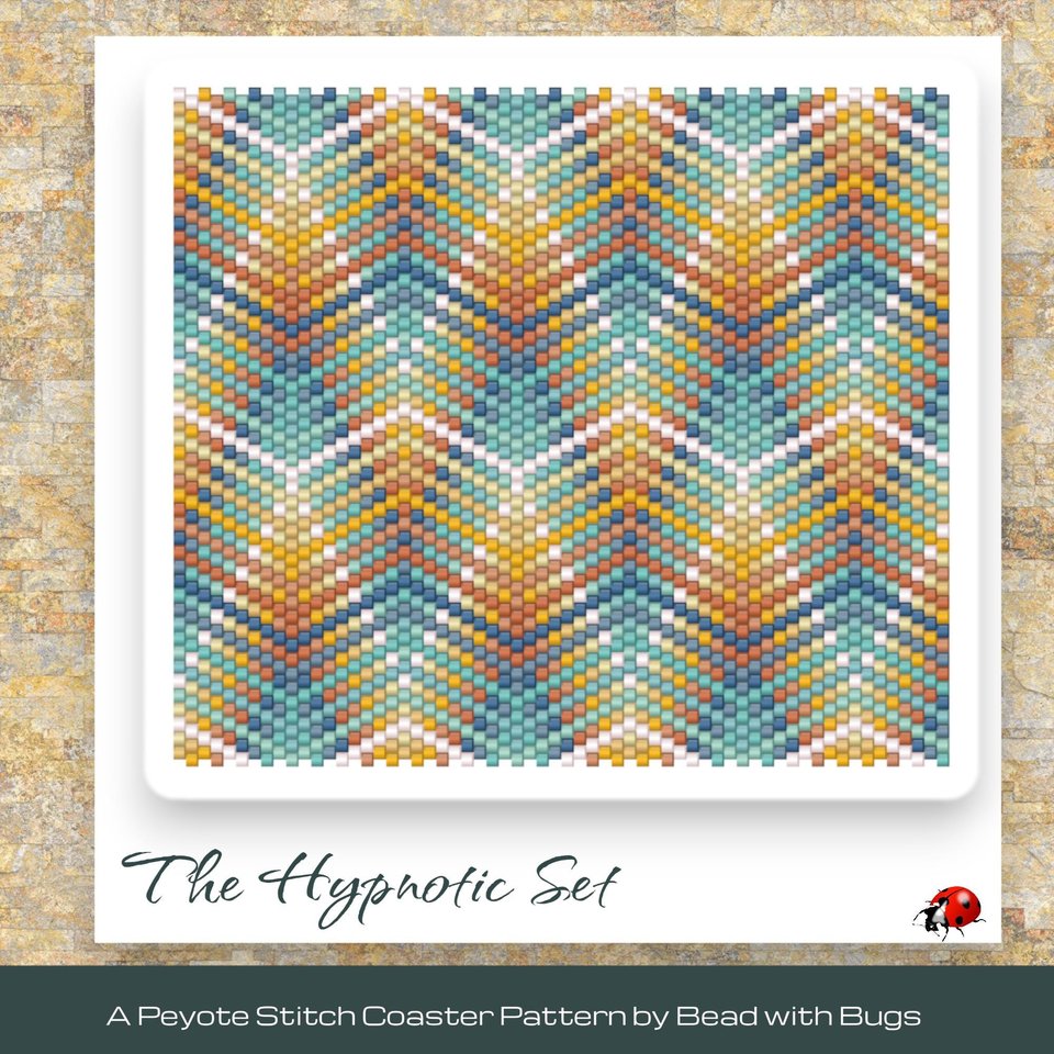 THE HYPNOTIC SET: Peyote Stitch Beaded Coaster Pattern by Bead with Bugs
