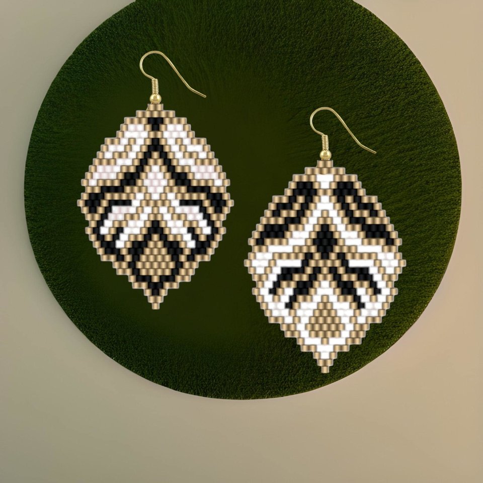 MAKE A STATEMENT:  Brick Stitch Beaded Earrings Pattern by Bead with Bugs