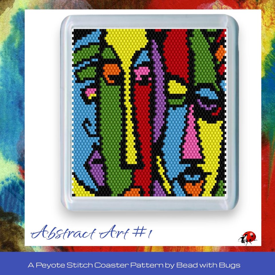ABSTRACT ART 1: Peyote Stitch Beaded Coaster Pattern by Bead with Bugs